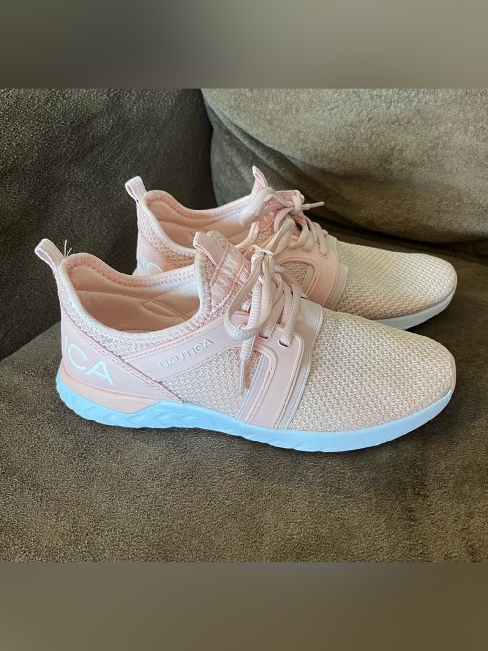 Nautica Women’s Blush Pink Knit Lace-Up Sneakers
